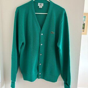 Vintage Izod Lacoste Vibrant Green Mens Cardigan